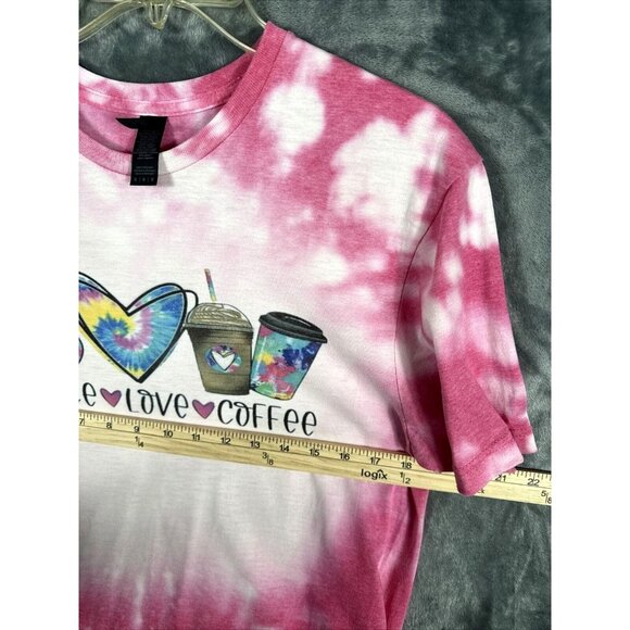 Glidden Shirt Peace Love And Coffee Women’s T-Shirt Pink Hippie Vibes Medium Top - Picture 7 of 13